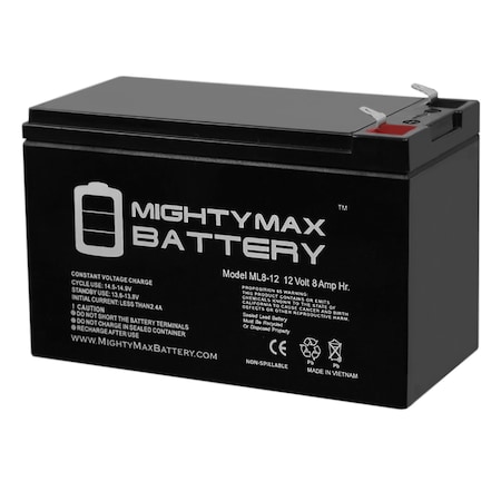 12V 8Ah UPS Battery Replaces GS Portalac TPH12080, TPH 12080